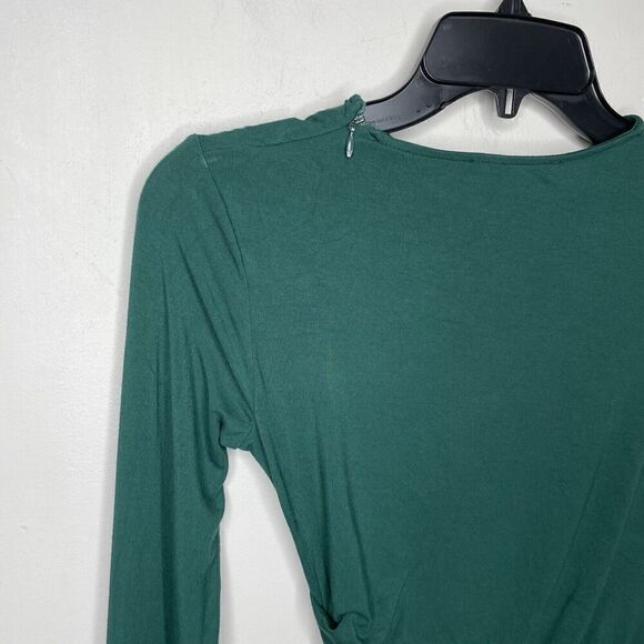 MARINA MOSCONE Collective Top Womens XS Green Ruched Long Sleeve Pull On - Picture 9 of 12